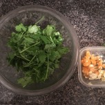 Cilantro and chopped chilies and garlic
